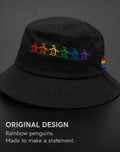 Original Penguin Pride Rainbow Bucket Hat Black OSFM Embroidered Logo NWT0