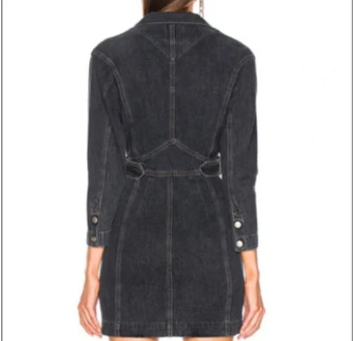 $595 Jean Atelier Gia Wrap Jean Dress in Stone Sz 2 NWOT 1