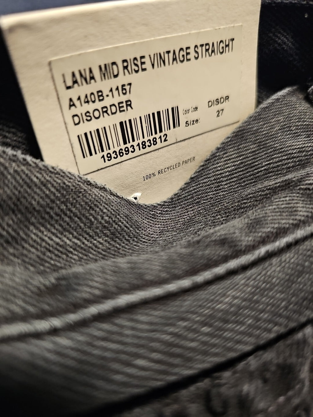 AGOLDE Womens Lana Mid Rise Vintage Straight Jeans Sz 27 ( Black) Disorder 4