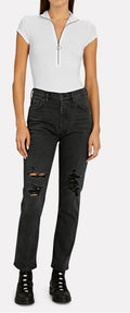 Citizens of Humanity Charlotte Jeans High Rise Straight Distressed Black Sz 27 40