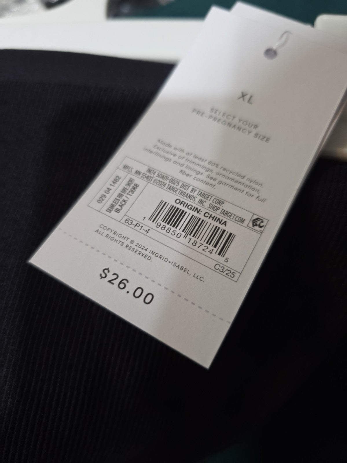 Isabel by Ingrid & Isabel Maternity Black Ribbed Biker Shorts Pull-On Stretch XL2