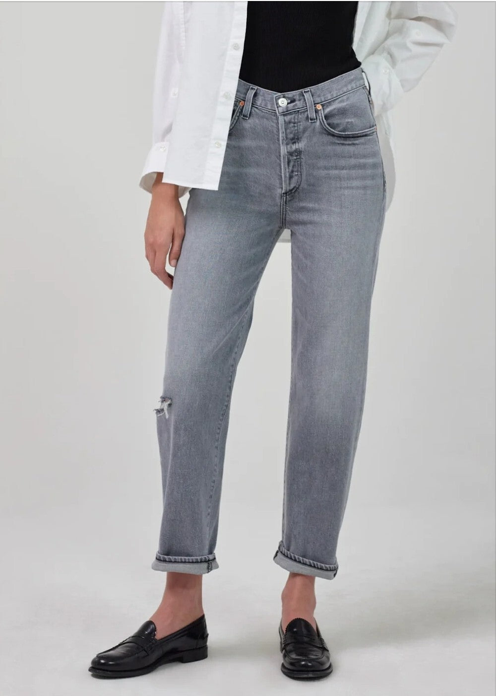 Citizens of Humanity Dylan Rolled Crop Jeans in Sleepless Sz 27 Gray COH 0