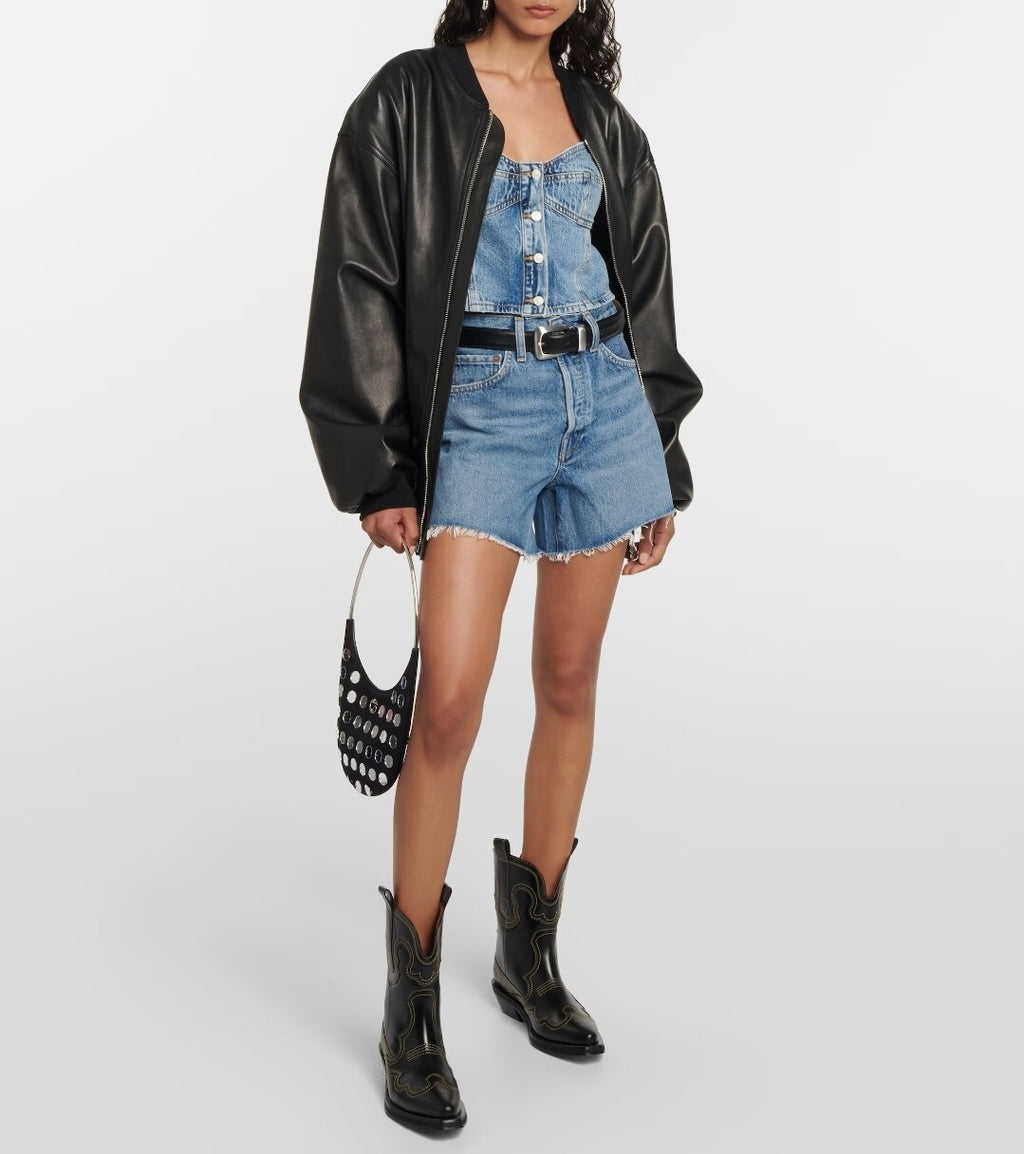 Agolde Lola Denim Crop TOP Women's In TEMOR BUSTIER Size Small SM4