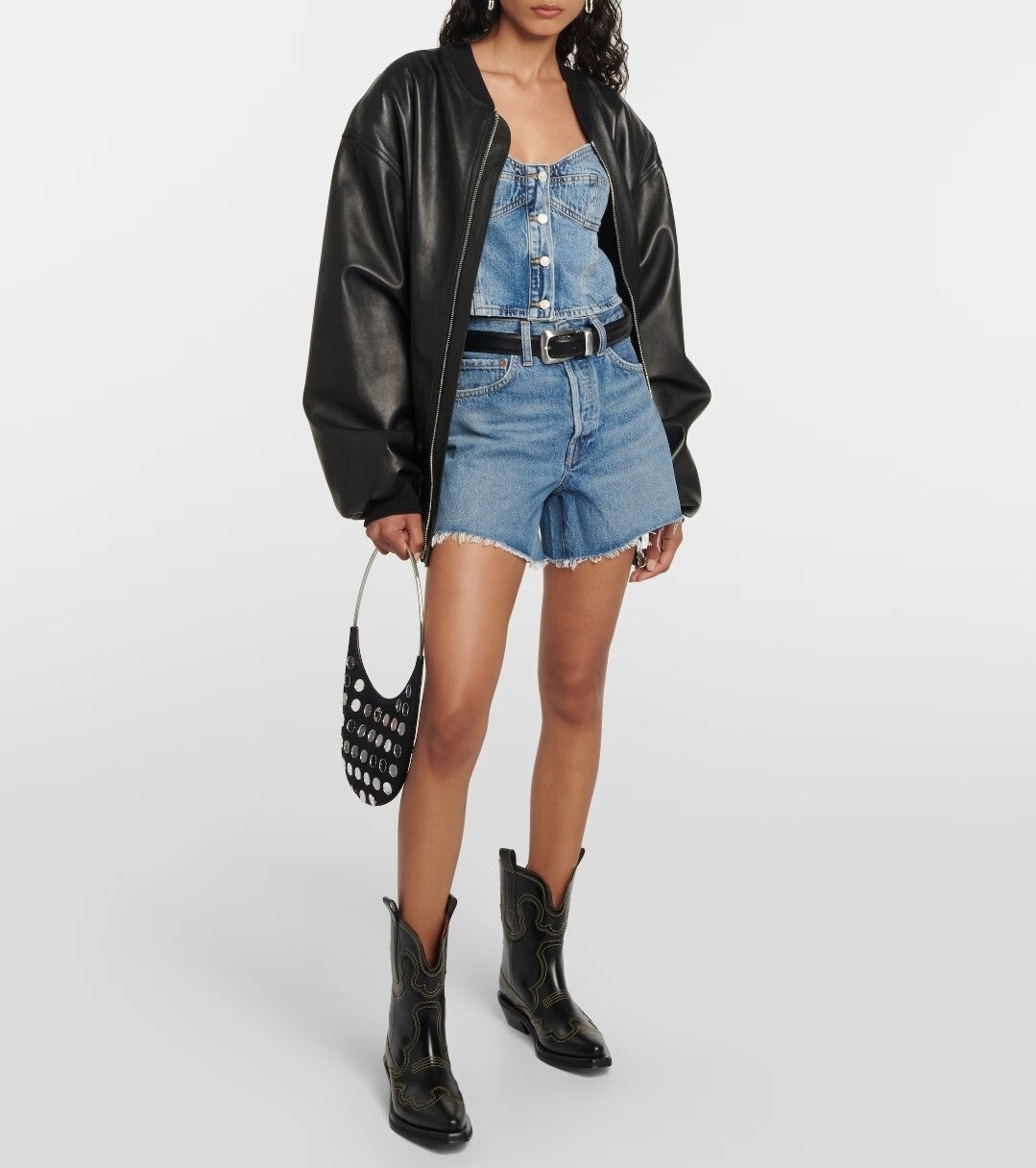 Agolde Lola Denim Crop TOP Women's In TEMOR BUSTIER Size Small SM4