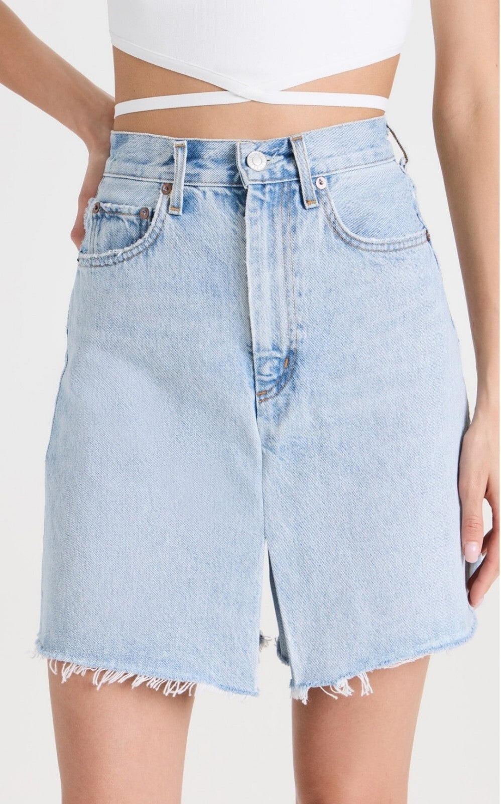 NWT Agolde High Rise Pleat Skorts Jean Sz 27 Skort/Short Denim Cotton 0