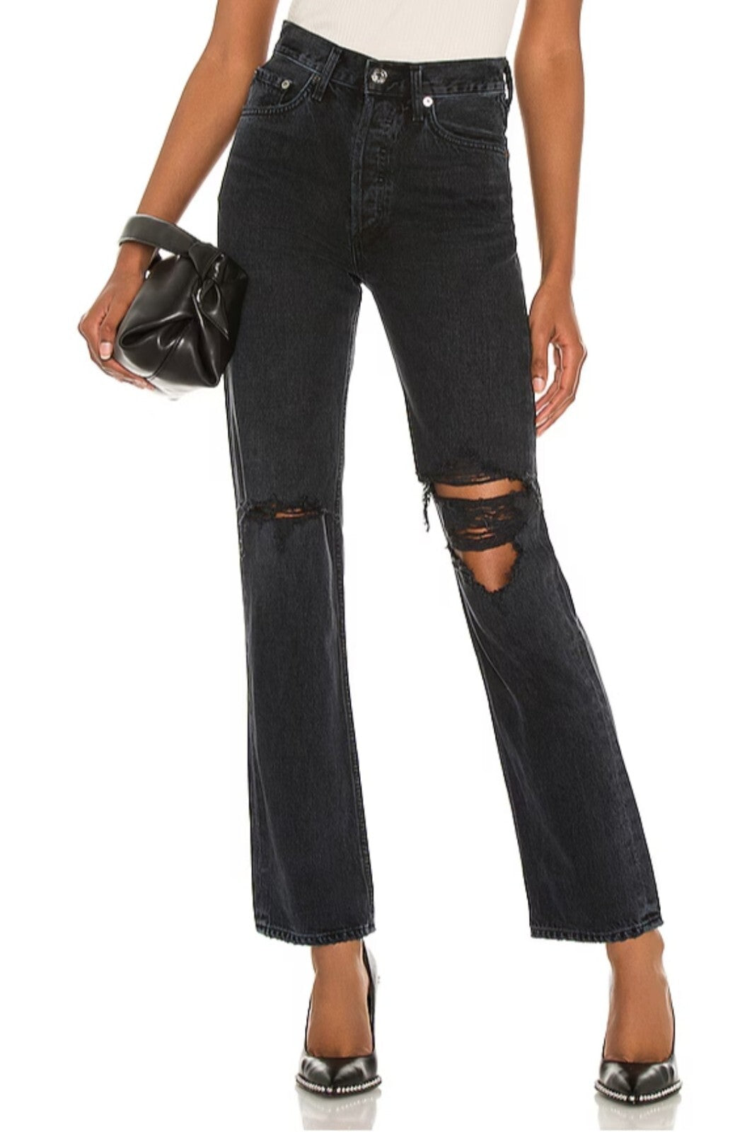 AGOLDE Womens Lana Mid Rise Vintage Straight Jeans Sz 27 ( Black) Disorder 0