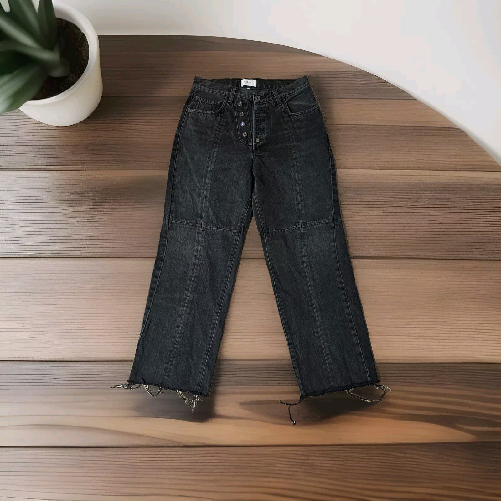NWOT Agolde Deconstructed Criss Cross Jeans Size 27 In Black 0