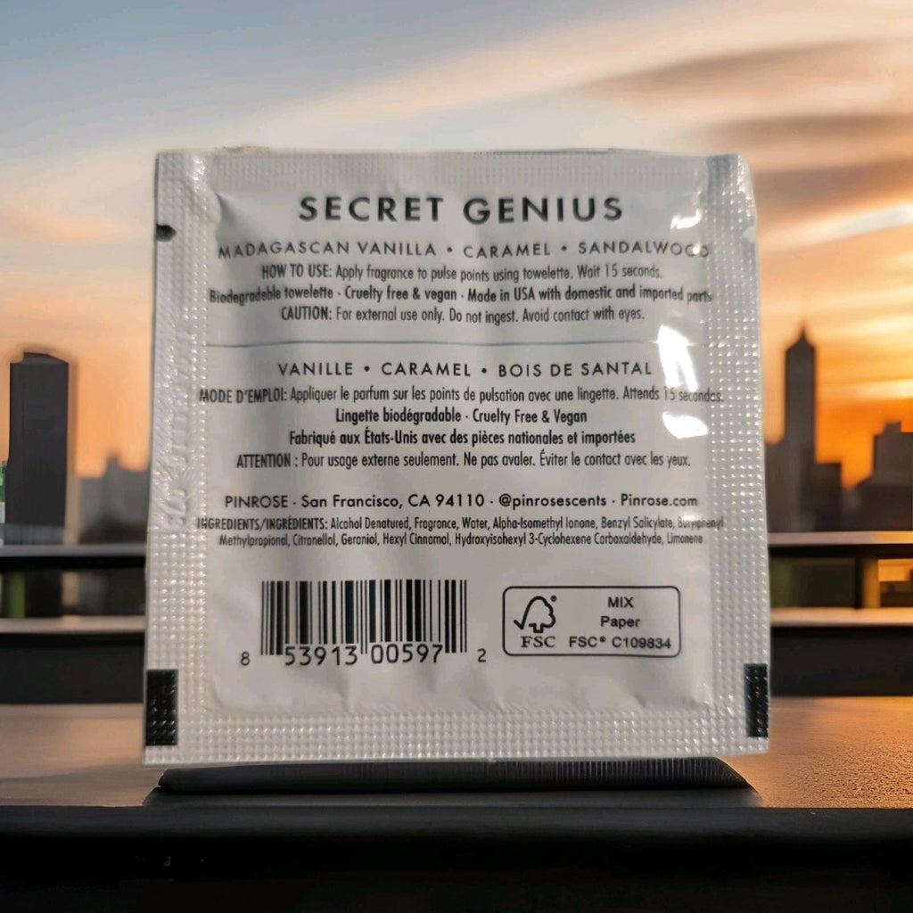 PINROSE Secret Genius 15 Petals Perfume Towelettes, Vanilla, Caramel, Sandalwood3