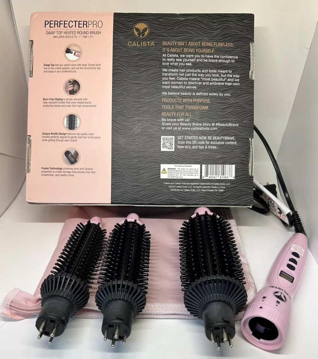 Calista Perfecter Pro Swap Top Heated Round Brush .75" 1" 1.5" Ballet Slipper2