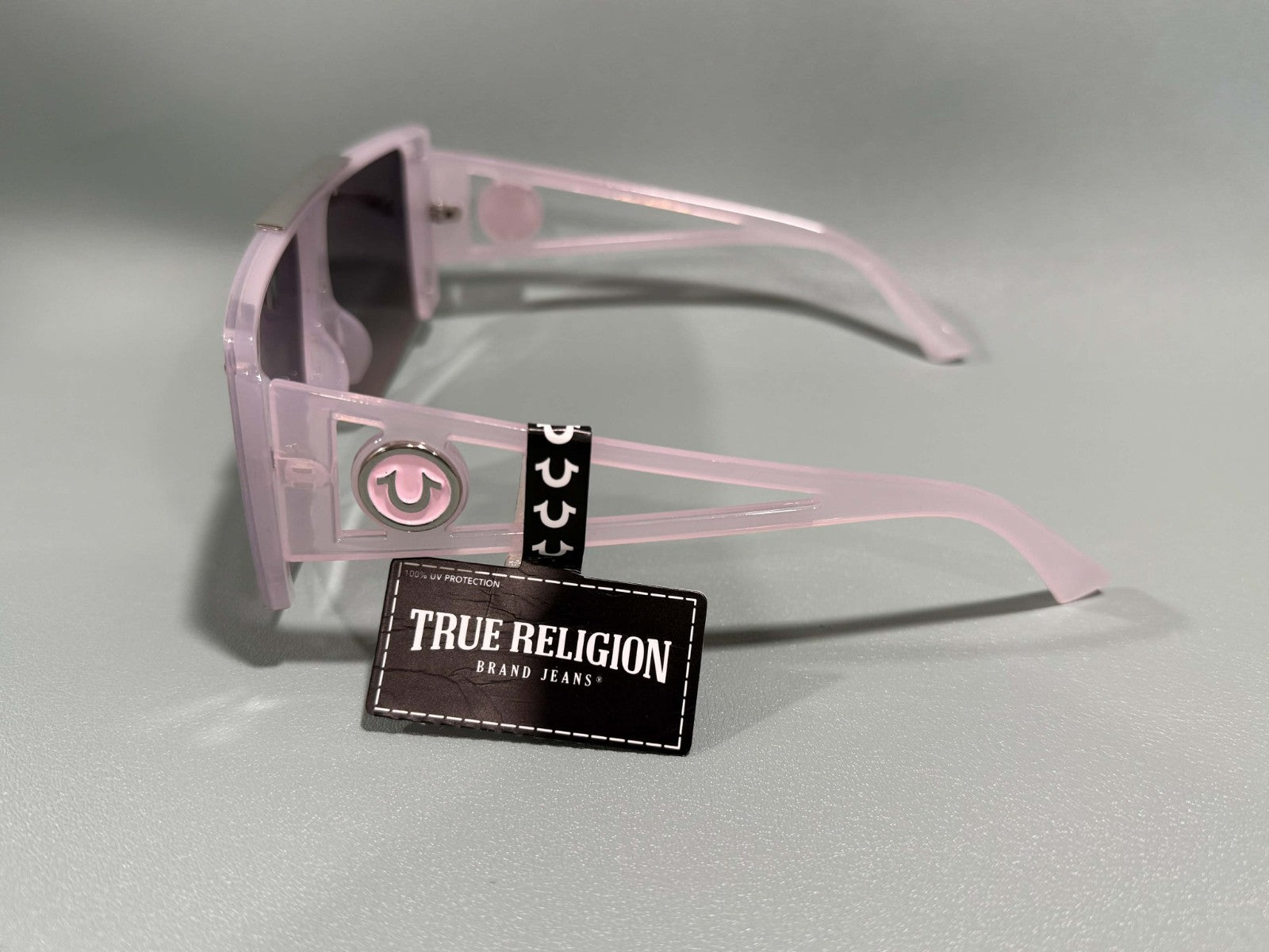 New Original TRUE RELIGION Square Sunglasses Mirrored Pink Silver TR56852XK4