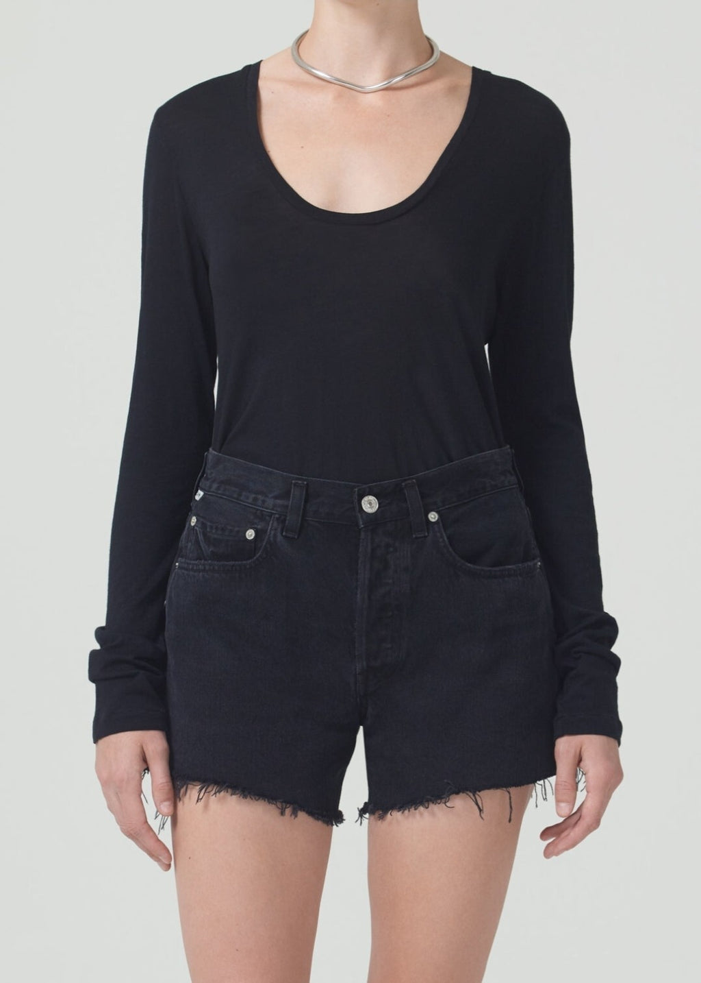 Citizens of Humanity Analise Shirt  Long Sleeve Black Sz Sm COH ANTHROPOLOGIE 0