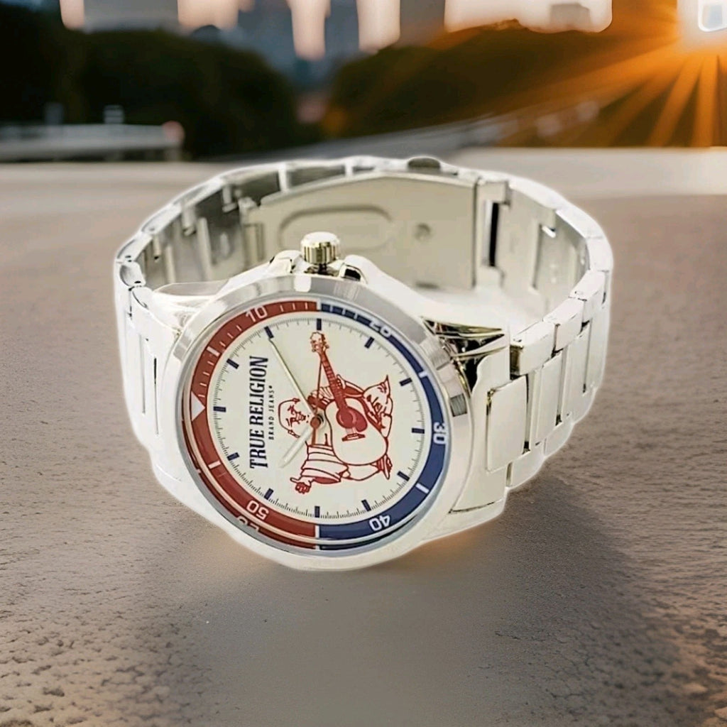 NWT True Religion Men’s Buddha Watch ️ W Adjustable Steel Band 2 Tone Face 4