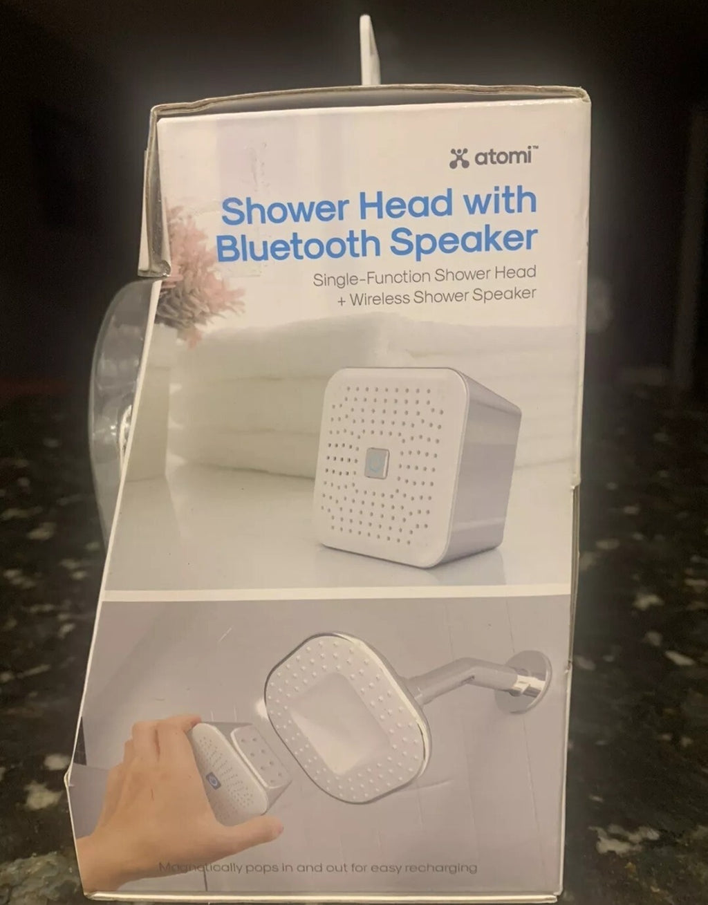 Atomi Shower Head with Bluetooth Speaker Wireless w/ Microphone Play Music NEW!!2