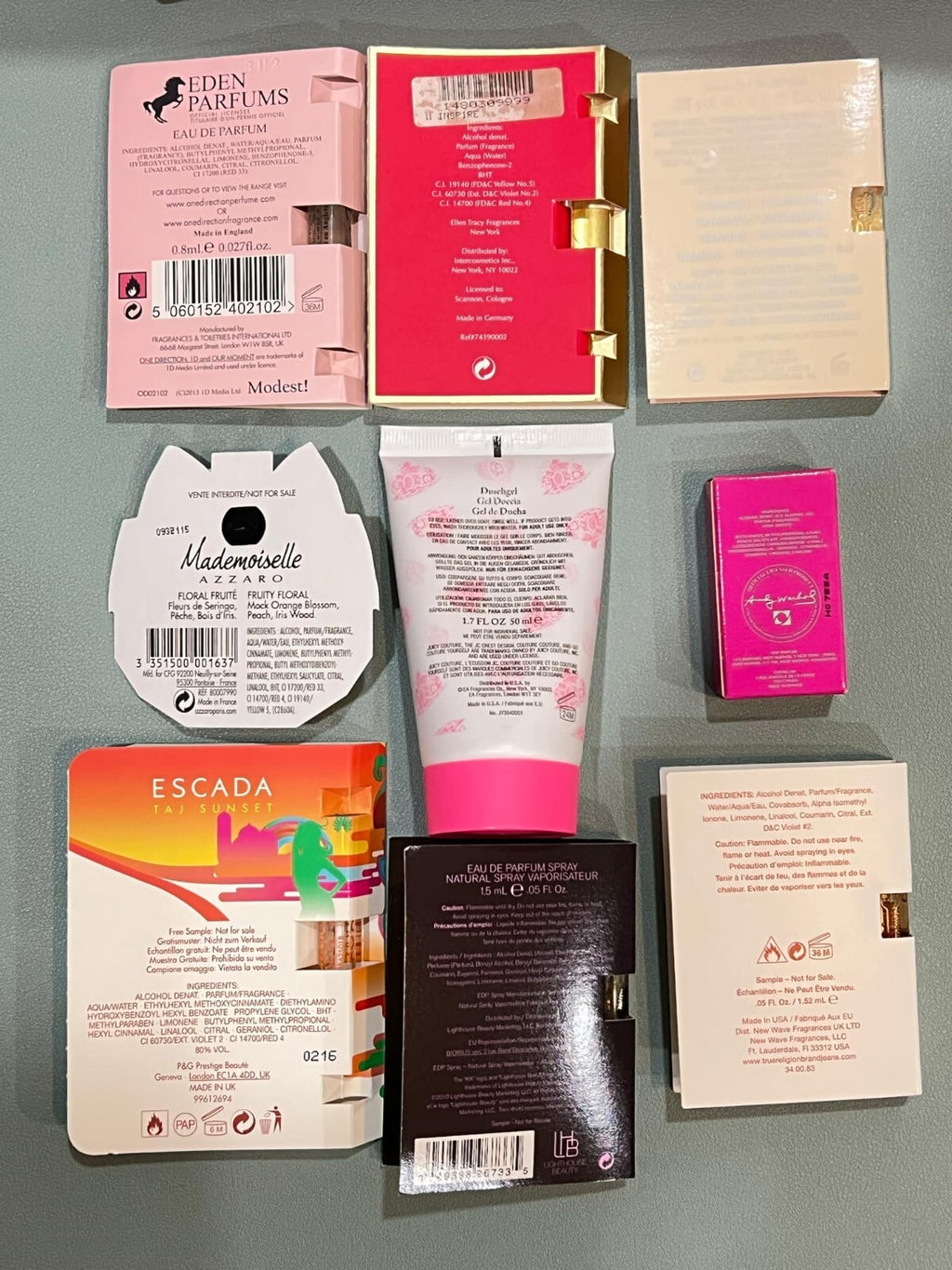 Vintage Lot of 9 Designer Perfume Vials Samples Stage Stores Early 2k 2