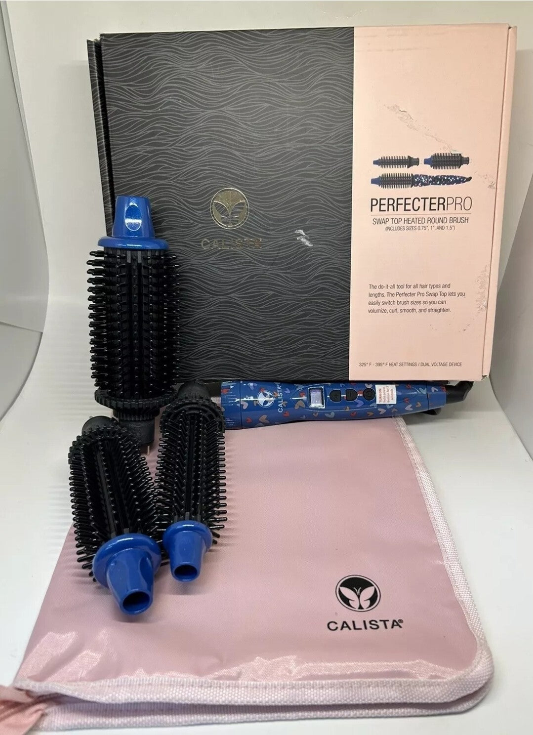 Calista Perfecter Pro Swap Top Heated Round Brush .75" 1" 1.5" Sweet Heart Blue0