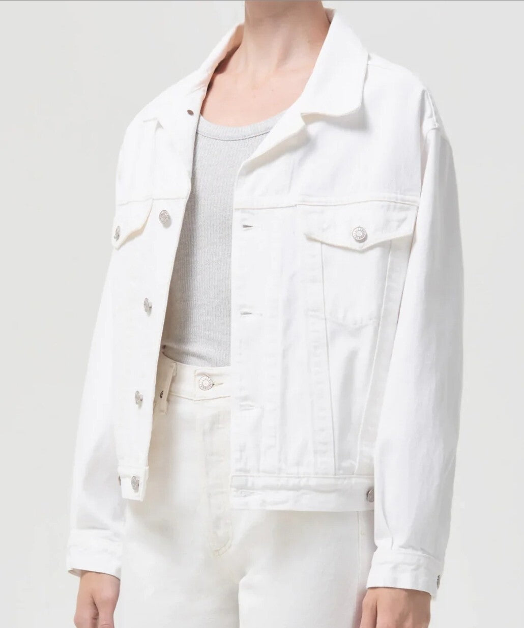 NEW AGOLDE CHARLI Oversized Denim Jacket JEAN WHITE IVORY BUTTON SIZE Sm Small3