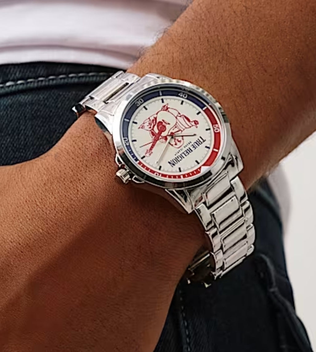 NWT True Religion Men’s Buddha Watch ️ W Adjustable Steel Band 2 Tone Face 1