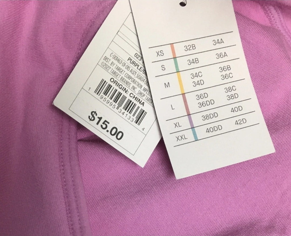 Auden Women's Sz XL Pink Halter Lightly Padded Halter Sports Bralette Bra Purple7