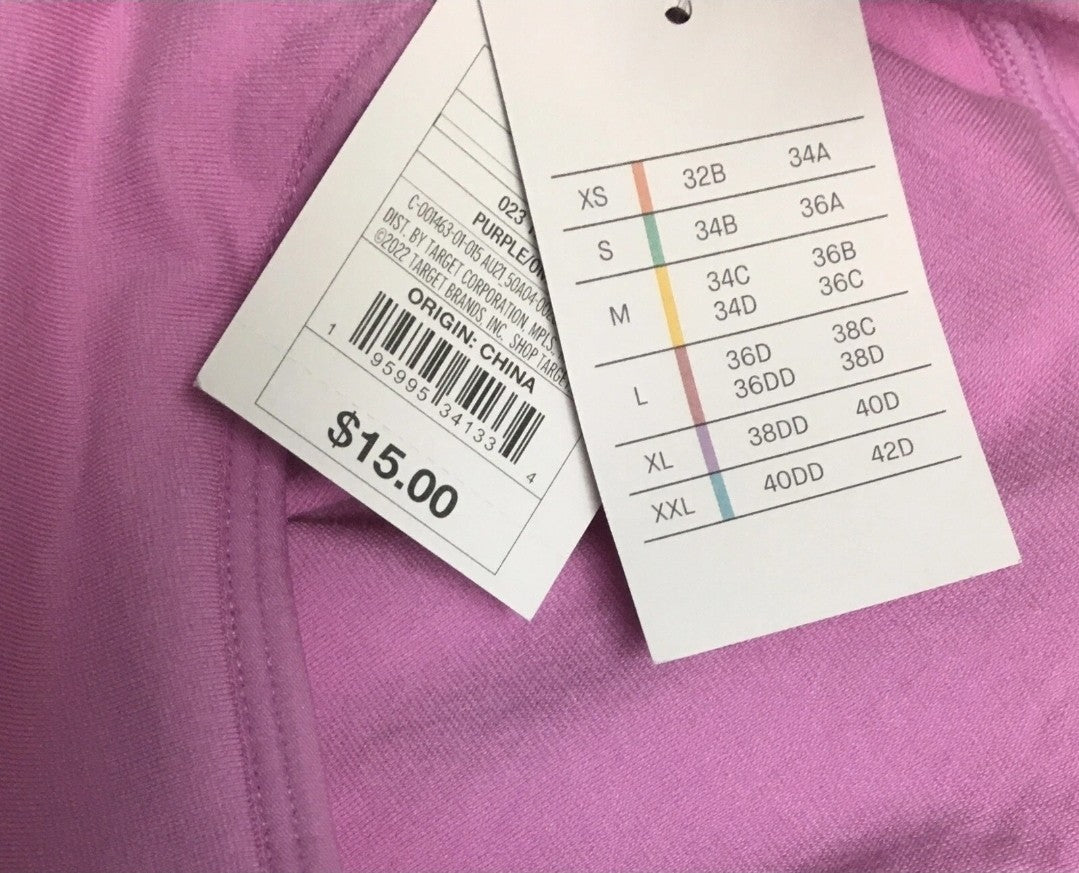 Auden Women's Sz XL Pink Halter Lightly Padded Halter Sports Bralette Bra Purple7