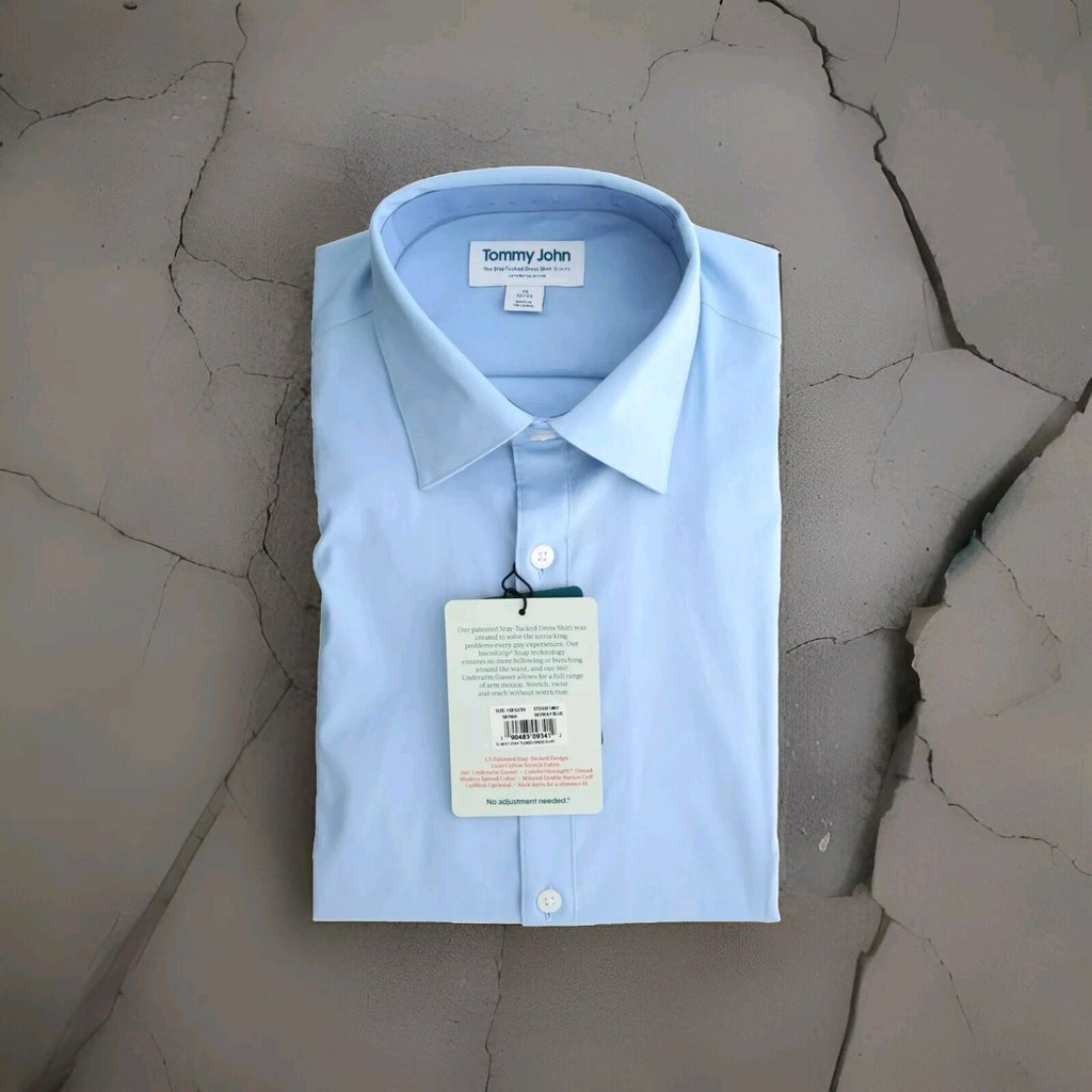 Tommy John Men Dress Shirt Stay-Tucked Button-up Down Long Sleeve Sz 16 34/350