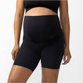 Isabel by Ingrid & Isabel Maternity Black Ribbed Biker Shorts Pull-On Stretch S0