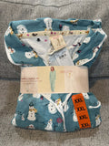 New Munki Munki Women's XXL Turquoise Snowman Flannel Pajama Set 2XL 0