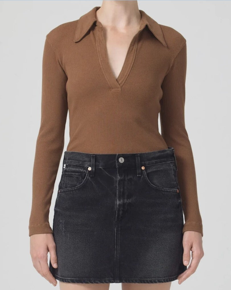 NWT Citizens of Humanity -  Alba Polo Malt Ball - Size S COH Anthropologie 0