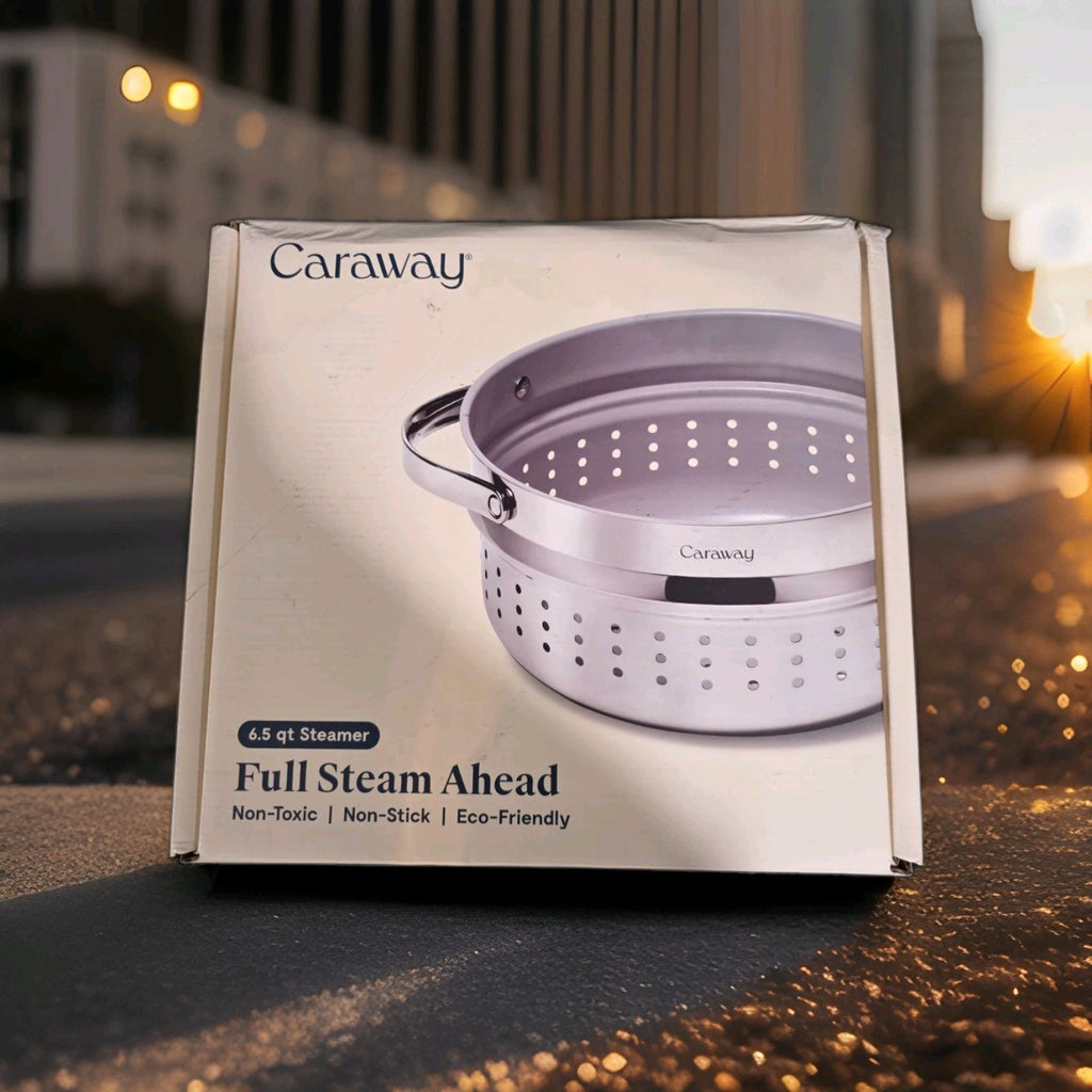 Caraway Full Steam Ahead 6.5qt Nonstick Stainless Steel Handled Large Steamer 0