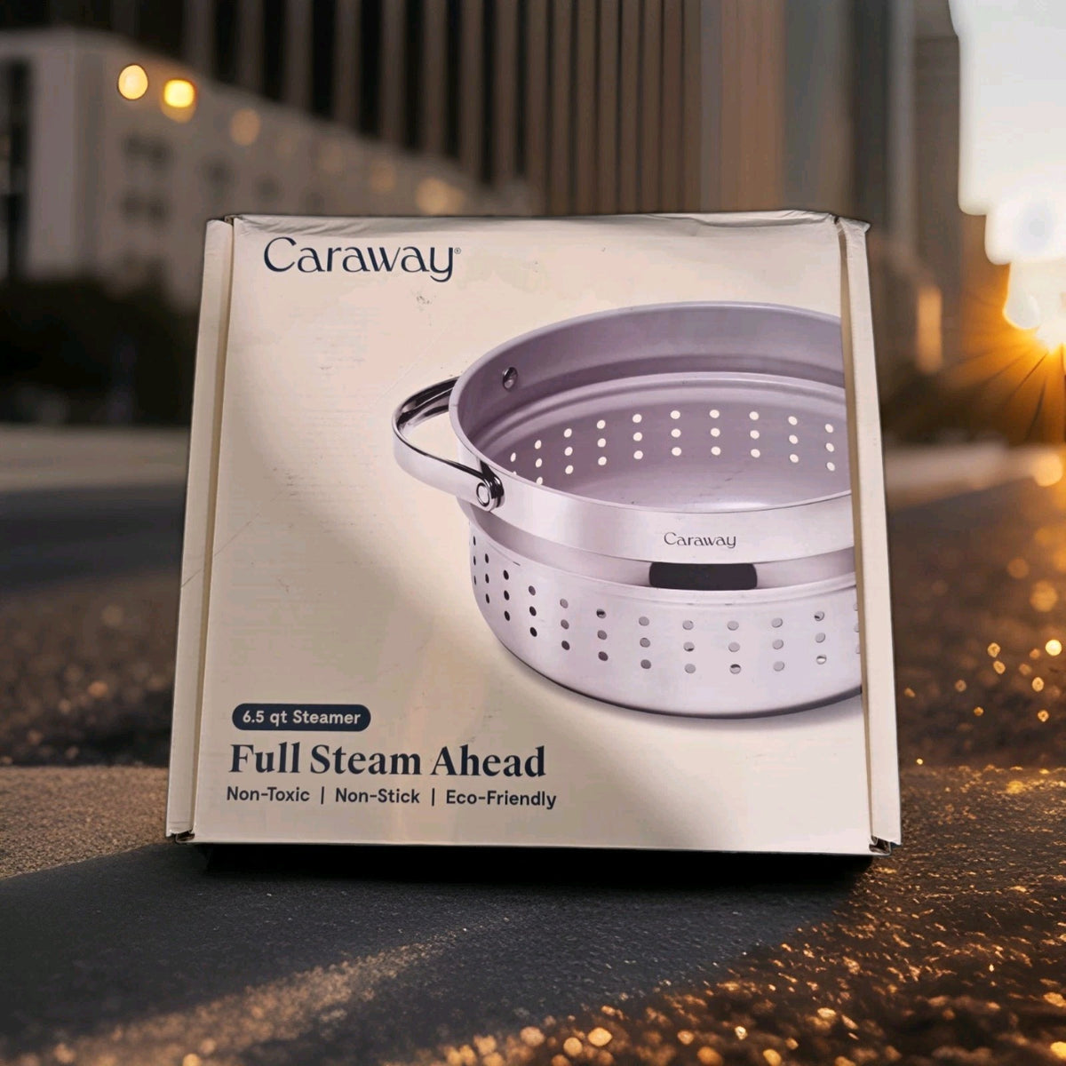 Caraway Full Steam Ahead 6.5qt Nonstick Stainless Steel Handled Large Steamer 0