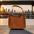 NEIMAN MARCUS Vegan Leather Tote Bag Cognac 15x11 Handles 12” Tan / Brown Chic0