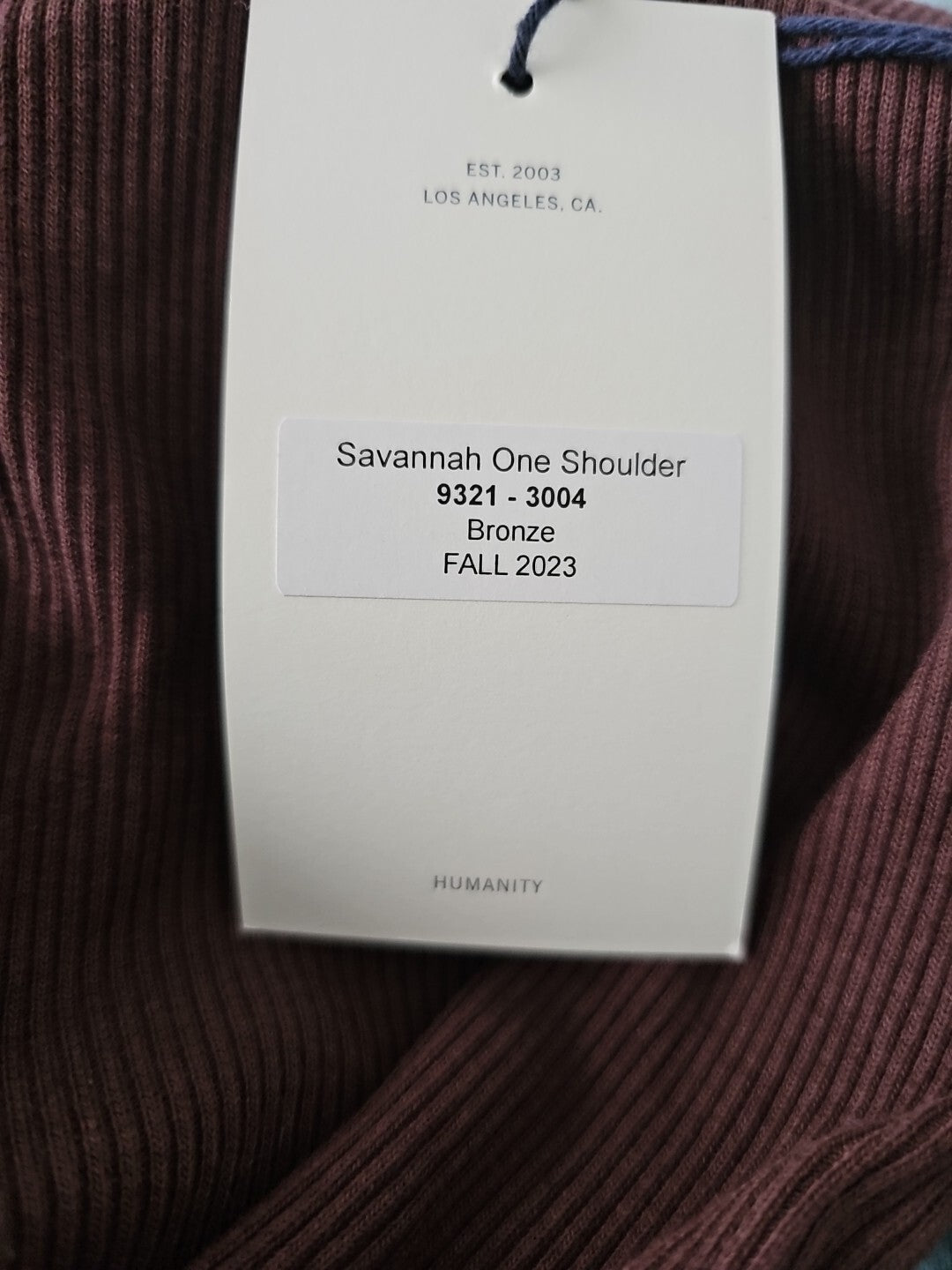 Citizens Of Humanity Savannah One Shoulder SM Ribbed In Bronze Size Small 4