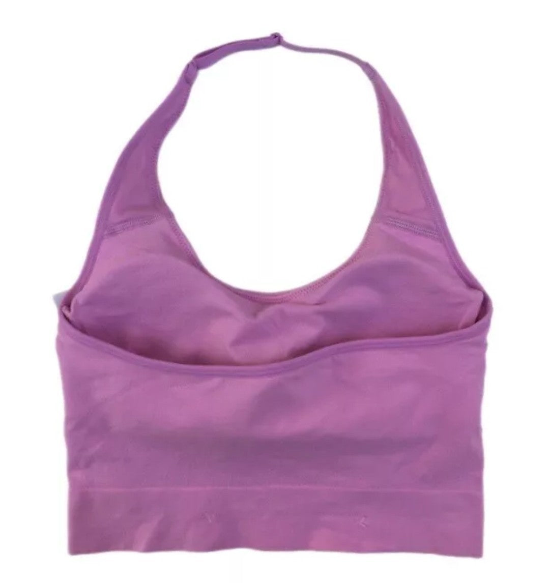 Auden Women's Sz XL Pink Halter Lightly Padded Halter Sports Bralette Bra Purple6