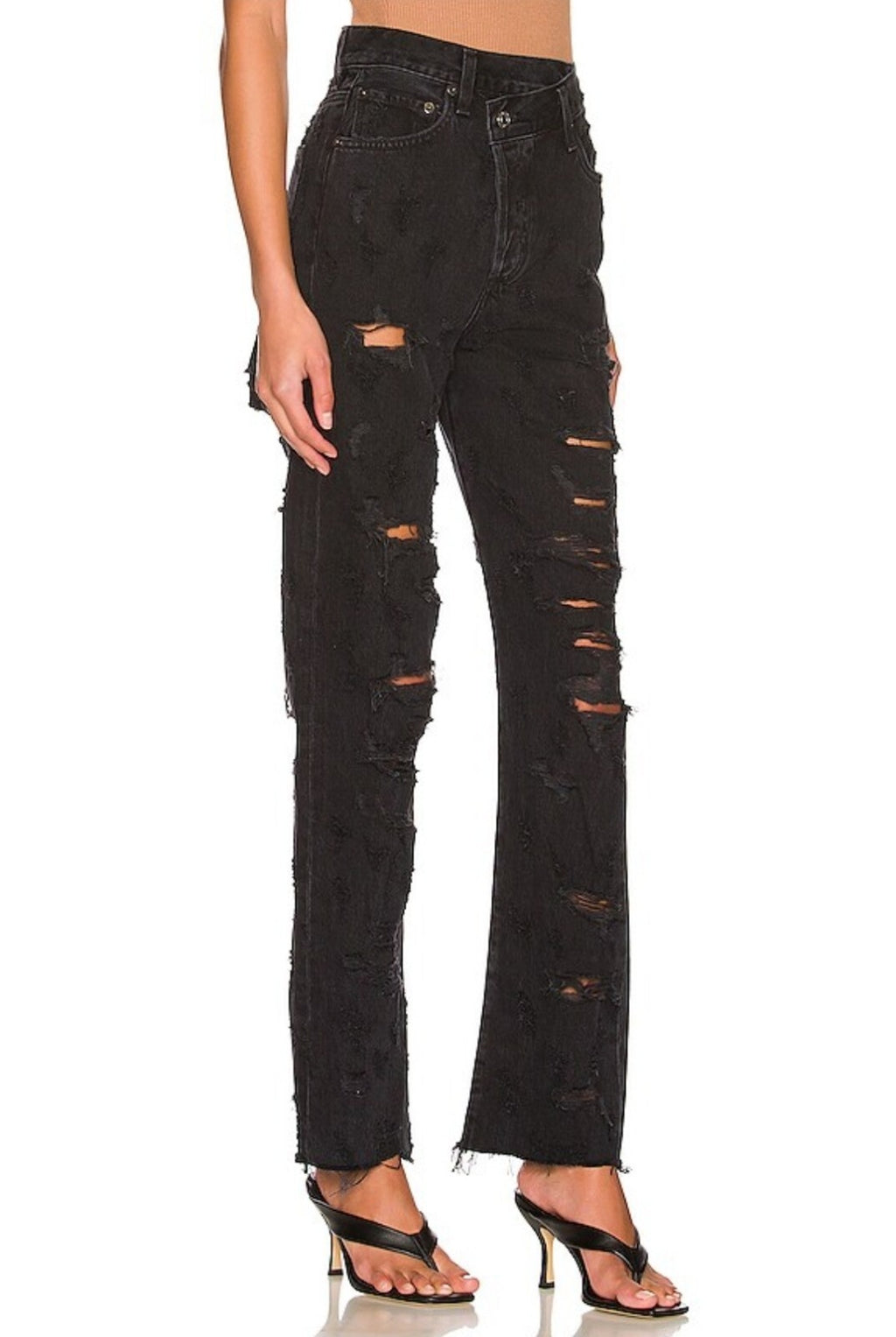 Agolde Black Criss Cross Straight Leg High Rise Ankle Jeans Size 27 A9037B-11571