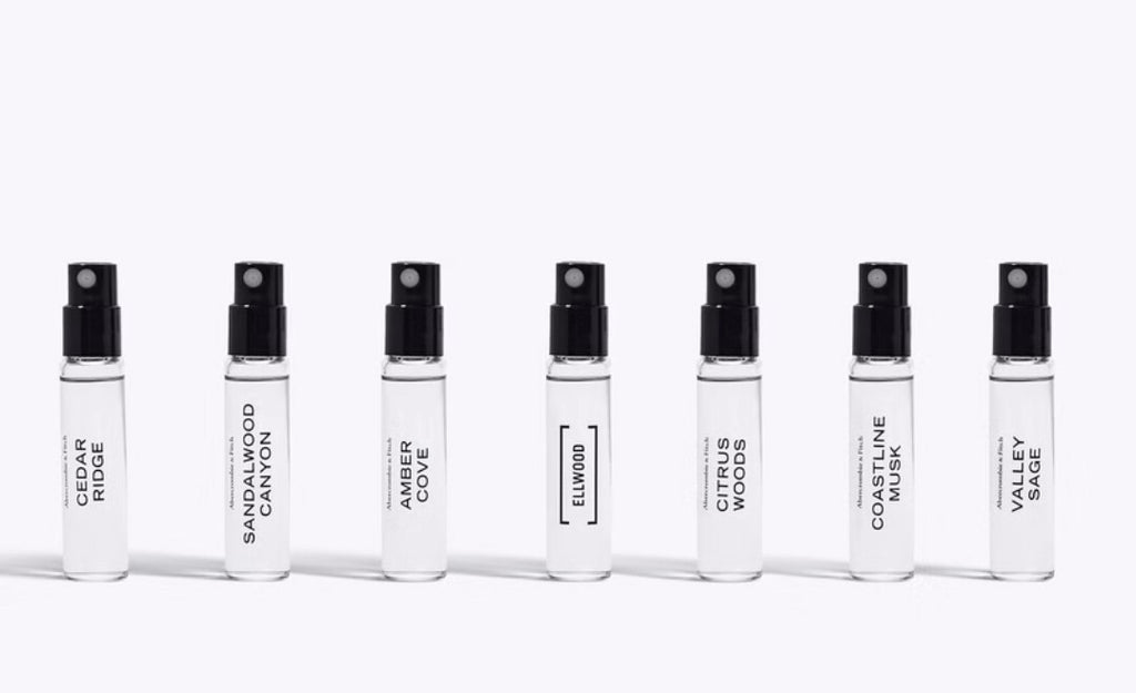 NEW Abercrombie & Fitch 7 pcs ELLWOOD, Amber Cove, Parfum Sampler Set1