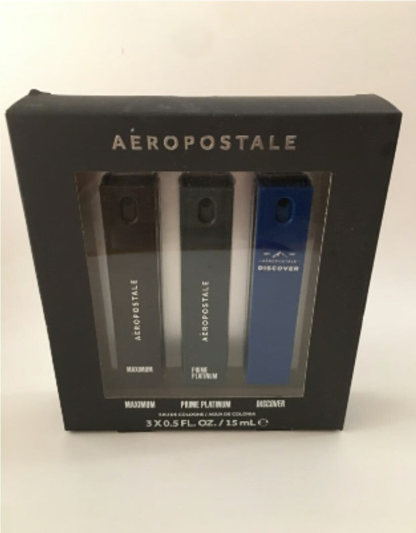 New Aeropostale Eau de Cologne Set Maximum Prime Platinum & Discover .5 Oz 15ml 0