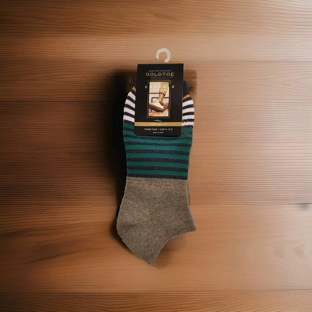 GoldToe Mens 3-Pk Casuals No-Show Socks, Fresh All Day, Cushioned. 6-12.50