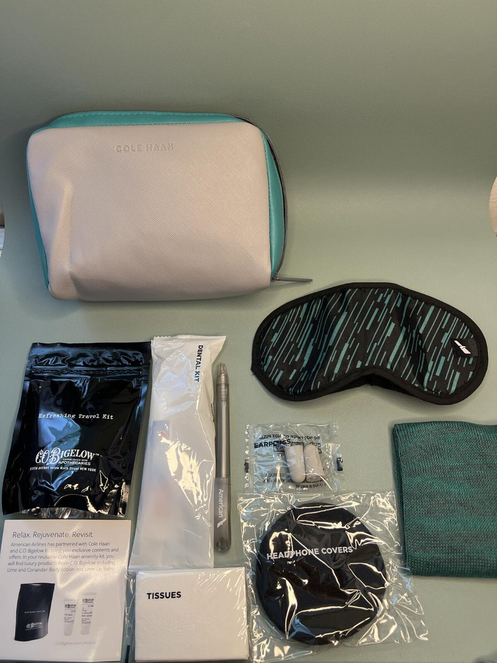 New COLE HAAN AMERICAN AIRLINES FIRST CLASS TRANSCON AMENITY KIT TOILETRY BAG 1