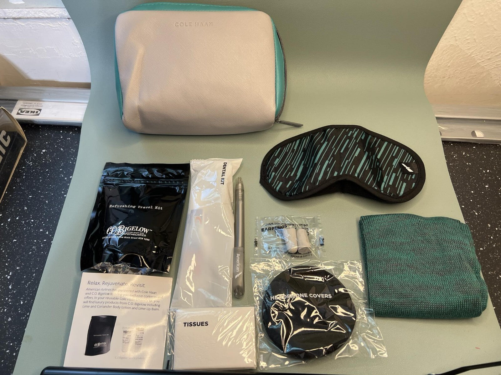 New COLE HAAN AMERICAN AIRLINES FIRST CLASS TRANSCON AMENITY KIT TOILETRY BAG 0