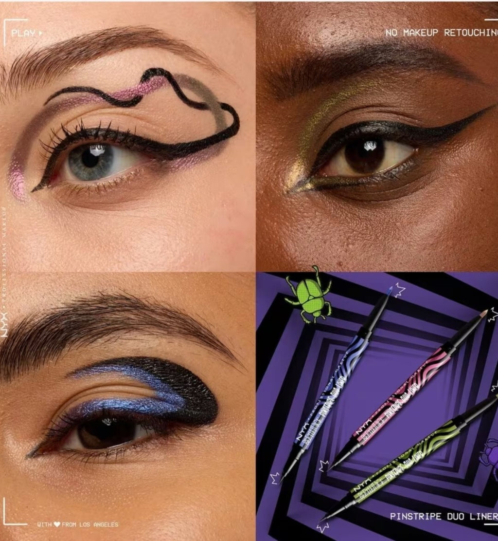NYX BEETLEJUICE BEETLEJUICE PINSTRIPE DUO GEL LINER Black & Purple Chrome  2