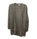 J Jill Gray Ribbed Patch Pocket Long Line Open Cardigan Sweater Womens XS Jjill 0