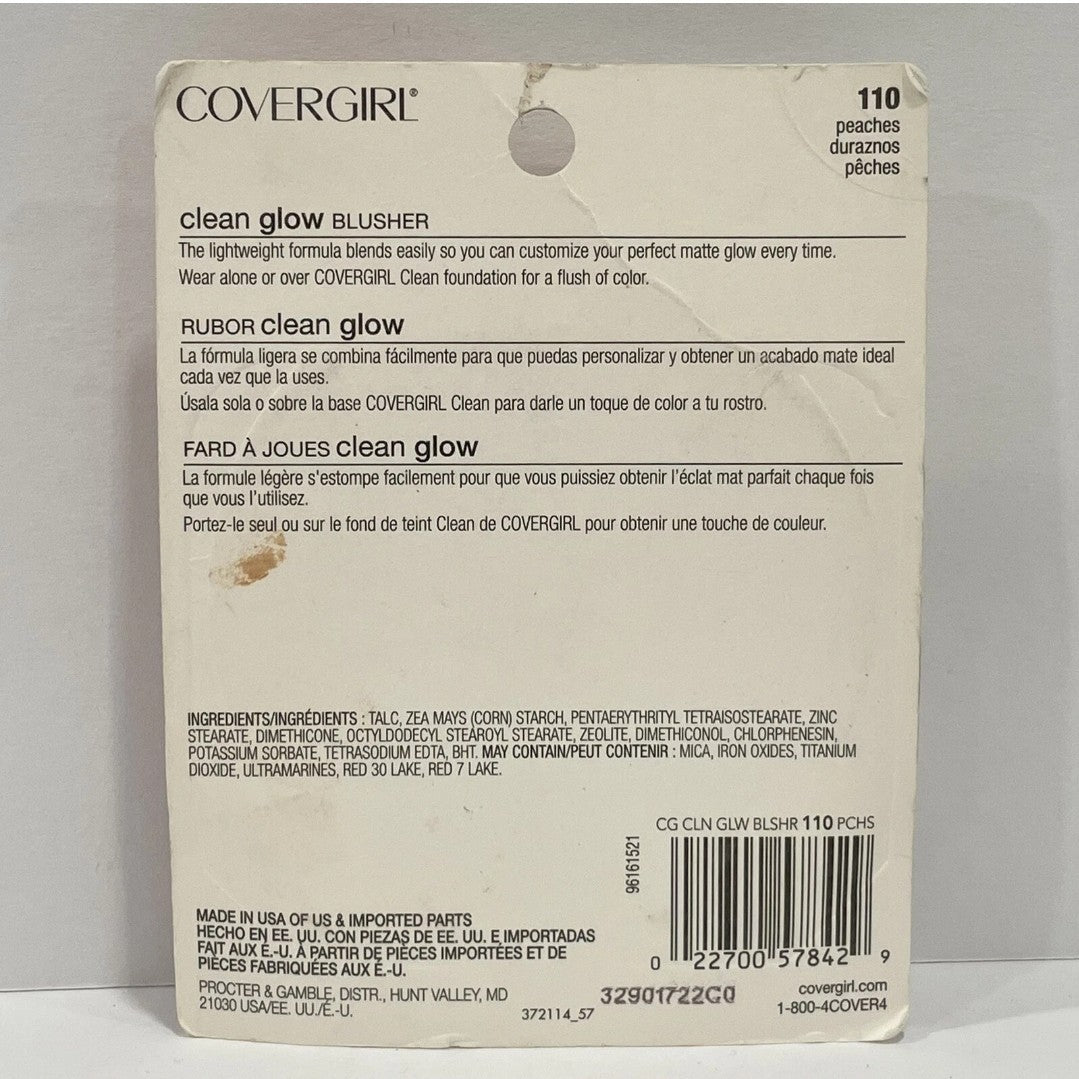 COVERGIRL Clean Glow Blusher 110 PEACHES 3 in 1 Blendable Matte Blush Trio NEW1