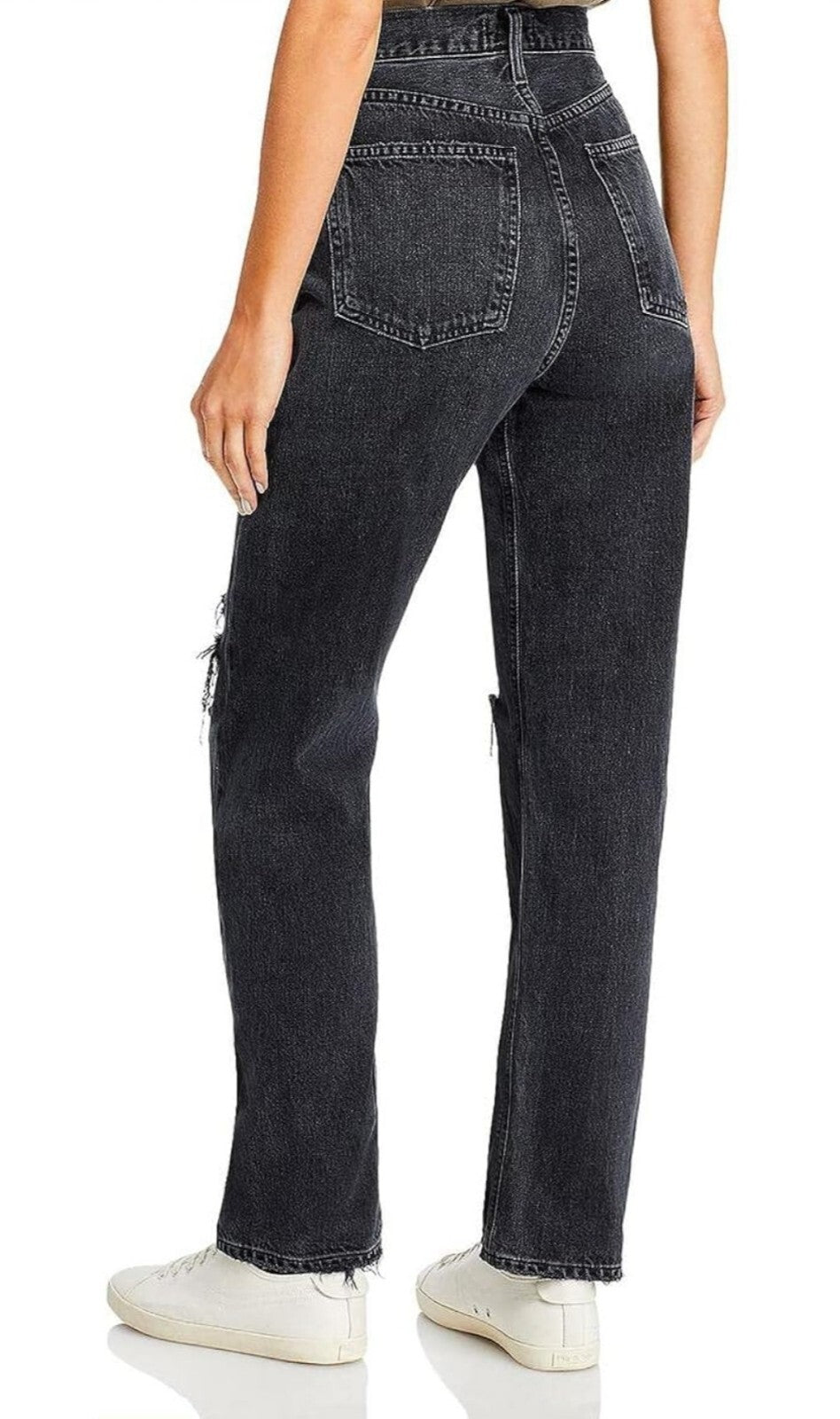 Agolde 90s Pinch Waist High-Rise Organic Cotton Jeans Distressed Blackz 27 $1881