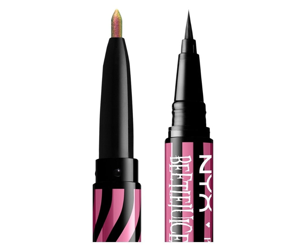 NYX BEETLEJUICE BEETLEJUICE PINSTRIPE DUO GEL LINER Black & Pink Chrome  2