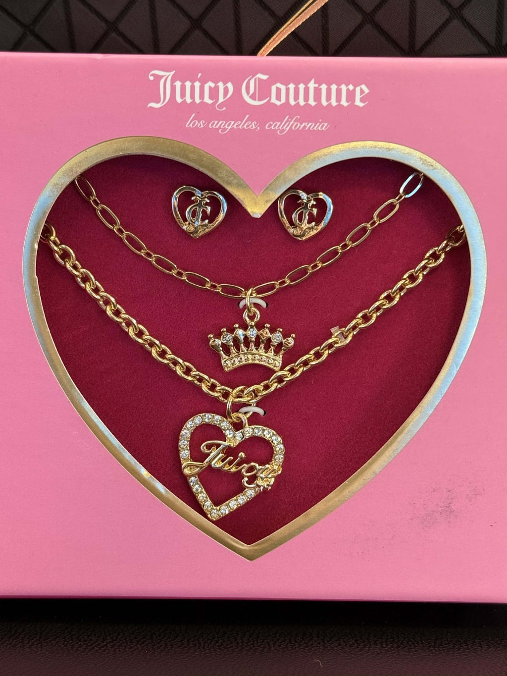 NWT Juicy Couture Womens Fashion Bling Charm Chain Necklace Earrings Set ️ 0