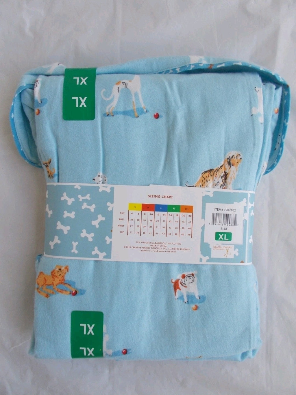 Munki Munki Womens Pajamas Blue Multicolor Dogs 2-Piece Flannel Pockets Soft XL5
