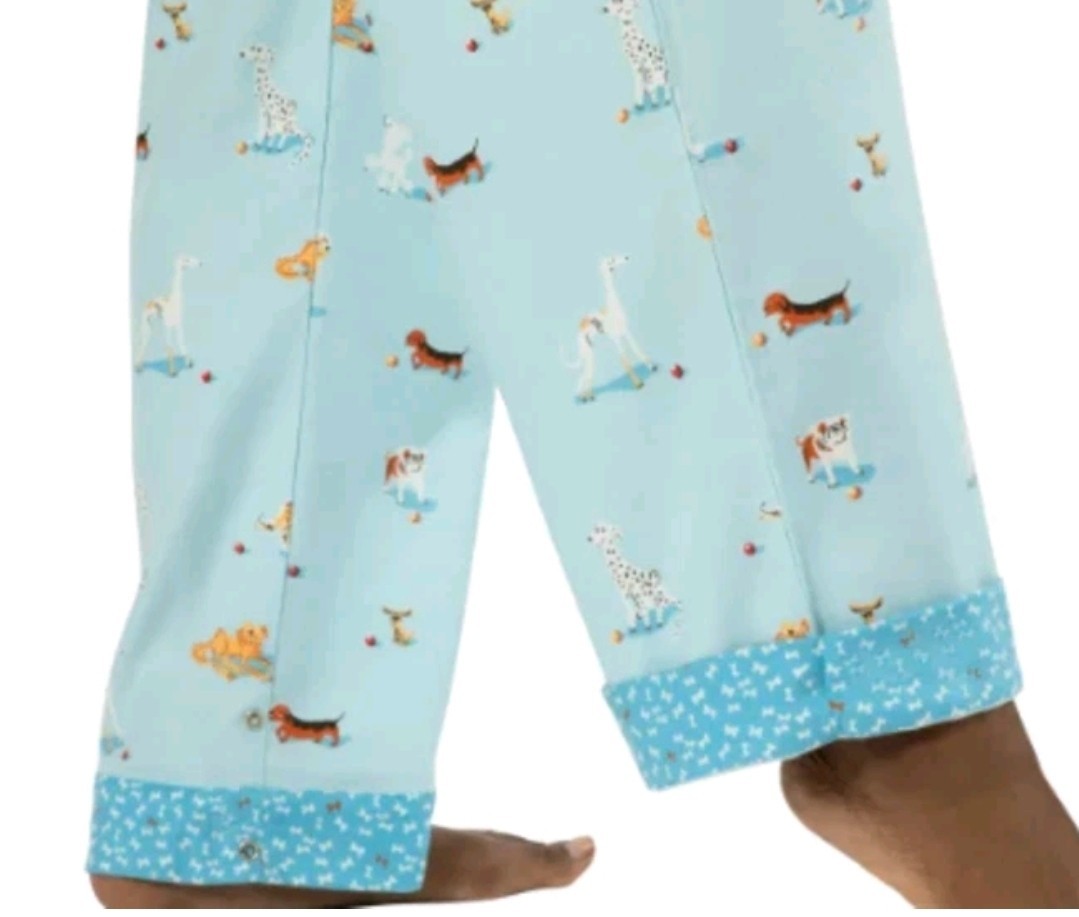 Munki Munki Womens Pajamas Blue Multicolor Dogs 2-Piece Flannel Pockets Soft XL3