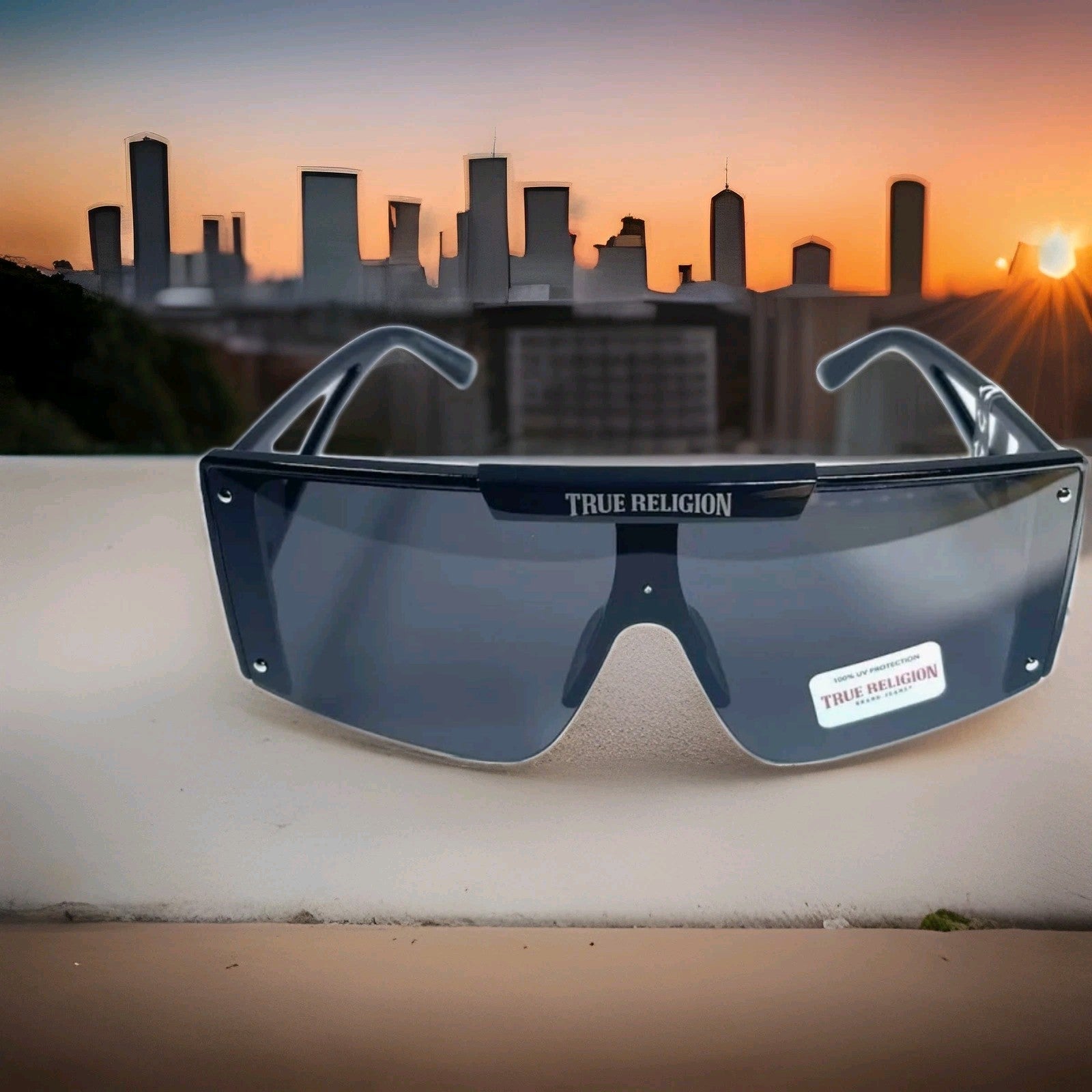 NWT True Religion Sunglasses TR56852XK Black Mirror Lens 100% UV1