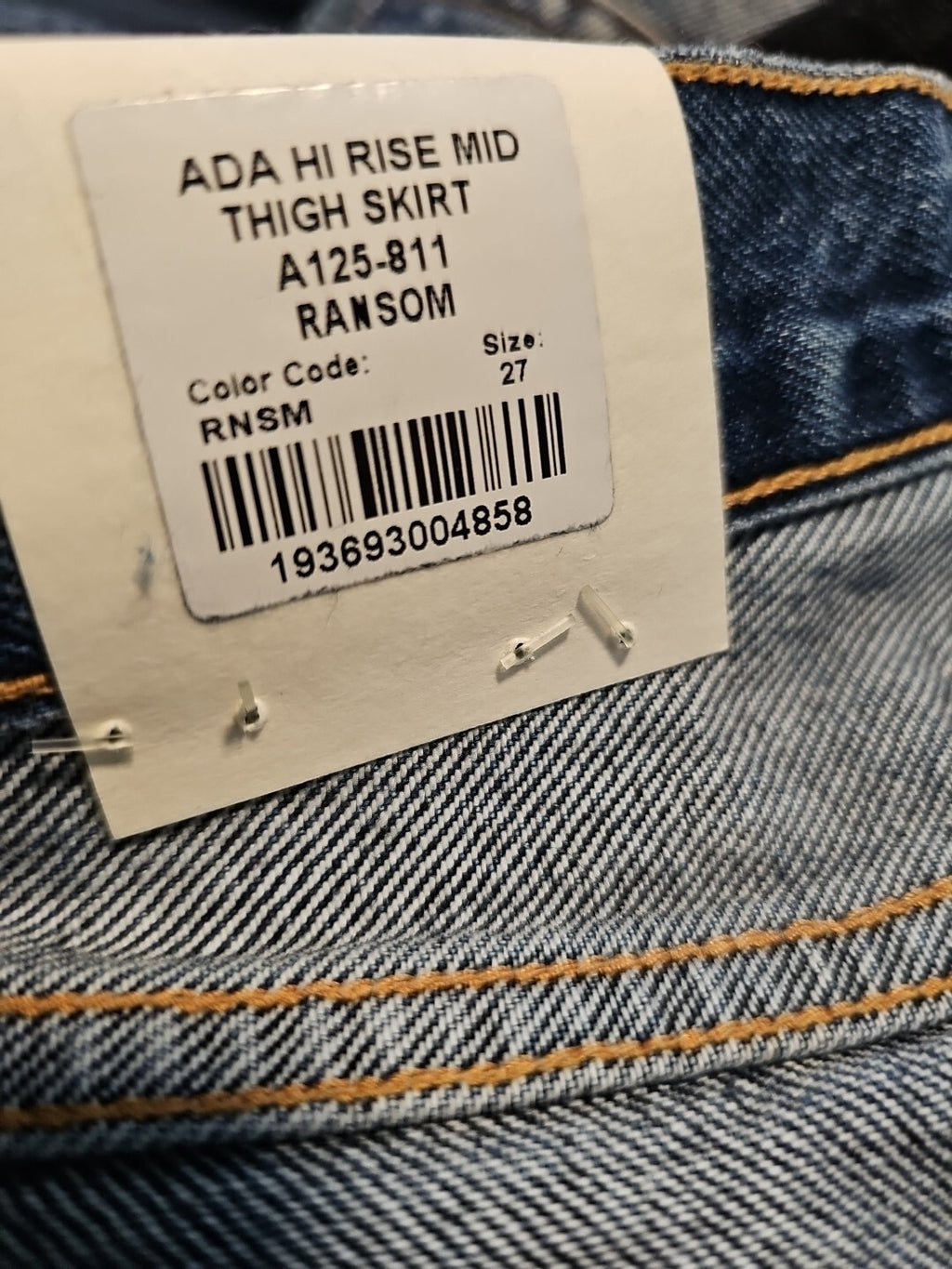 NWT Agolde Ada High Rise Mid Thigh Jean Denim Skirt in Ransom Sz 27 Sz 4 2