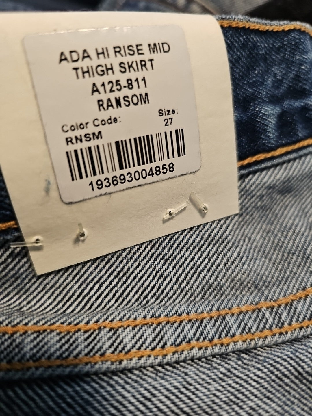 NWT Agolde Ada High Rise Mid Thigh Jean Denim Skirt in Ransom Sz 27 Sz 4 2