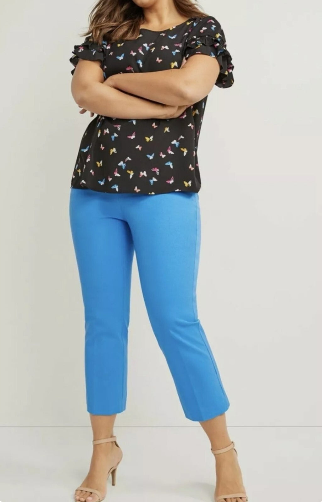 Lane Bryant Pants Womens 26 Blue The Allie Skinny Cropped Elastic Waist Comfort0